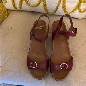 Dansko Red Sandals Ankle Strap Minimalist Design